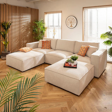 Quatropi Rupert Modern 3 Seater Modular U-Shape Chaise Sofa Natural 309x196cm 4