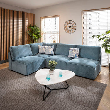 Quatropi Rupert Modern 4 Seater Modular Corner Sofa Aqua Blue 276x187cm 22