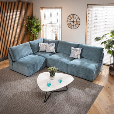 Quatropi Rupert Modern 4 Seater Modular Corner Sofa Aqua Blue 276x187cm 22