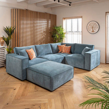 Quatropi Rupert Modern 4 Seater Modular Corner Sofa Aqua Blue 306x208cm 5
