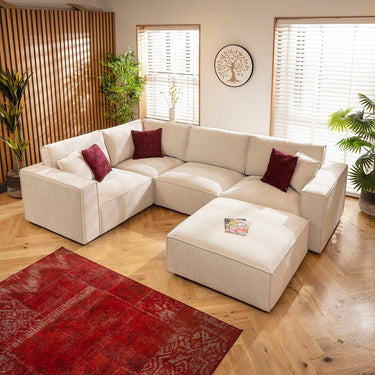 Quatropi Rupert Modern 4 Seater Modular Corner Sofa Natural 306x208cm 5