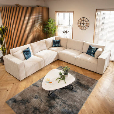 Quatropi Rupert Modern 5 Seater Modular Corner Sofa Natural 297x297cm 14