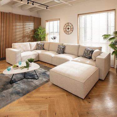 Quatropi Rupert Modern 5 Seater Modular Corner Sofa Natural 374x208cm 8