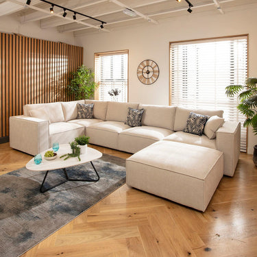 Quatropi Rupert Modern 5 Seater Modular Corner Sofa Natural 374x208cm 8