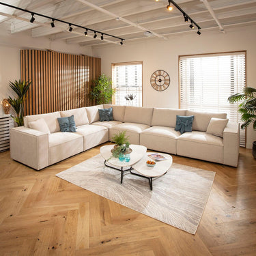 Quatropi Rupert Modern 6 Seater Modular Corner Sofa Natural 386x297cm 15