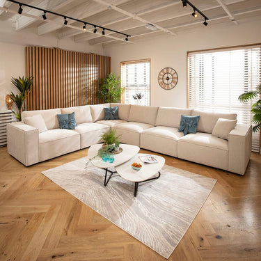 Quatropi Rupert Modern 6 Seater Modular Corner Sofa Natural 386x297cm 15