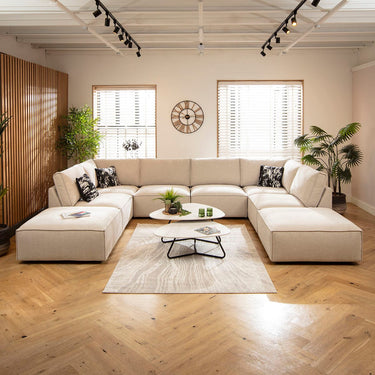 Quatropi Rupert Modern 6 Seater Modular U-Shape Chaise Sofa Natural 374x285cm 10