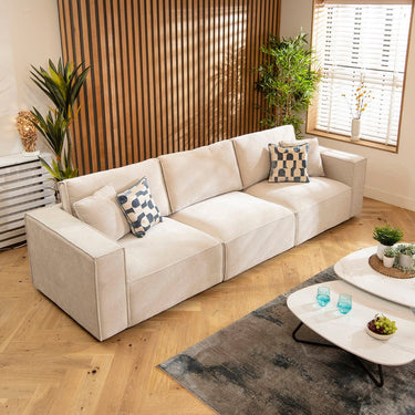 Quatropi Rupert Small 3 & 2 Seater Sofa Set Natural Woven Fabric 1+2S