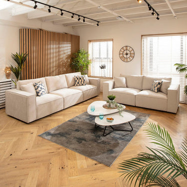 Quatropi Rupert Small 3 & 2 Seater Sofa Set Natural Woven Fabric 1+2S