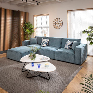 Quatropi Rupert Small 3 Seater Modular Corner Chaise Sofa Aqua Blue 309x196cm 2