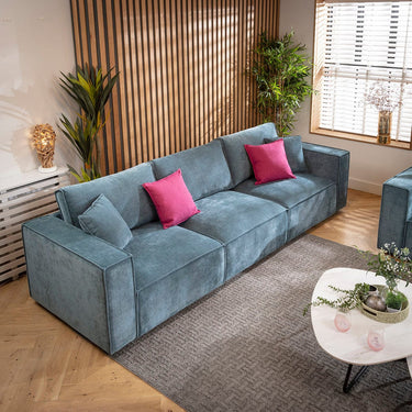 Quatropi Rupert Small 3 Seater Sofa Aqua Blue 309x98cm 1
