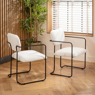 Quatropi Sasha Cord Fabric Carver Dining Chair Cream