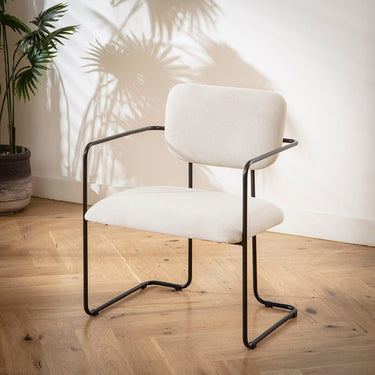 Quatropi Sasha Cord Fabric Carver Dining Chair Cream