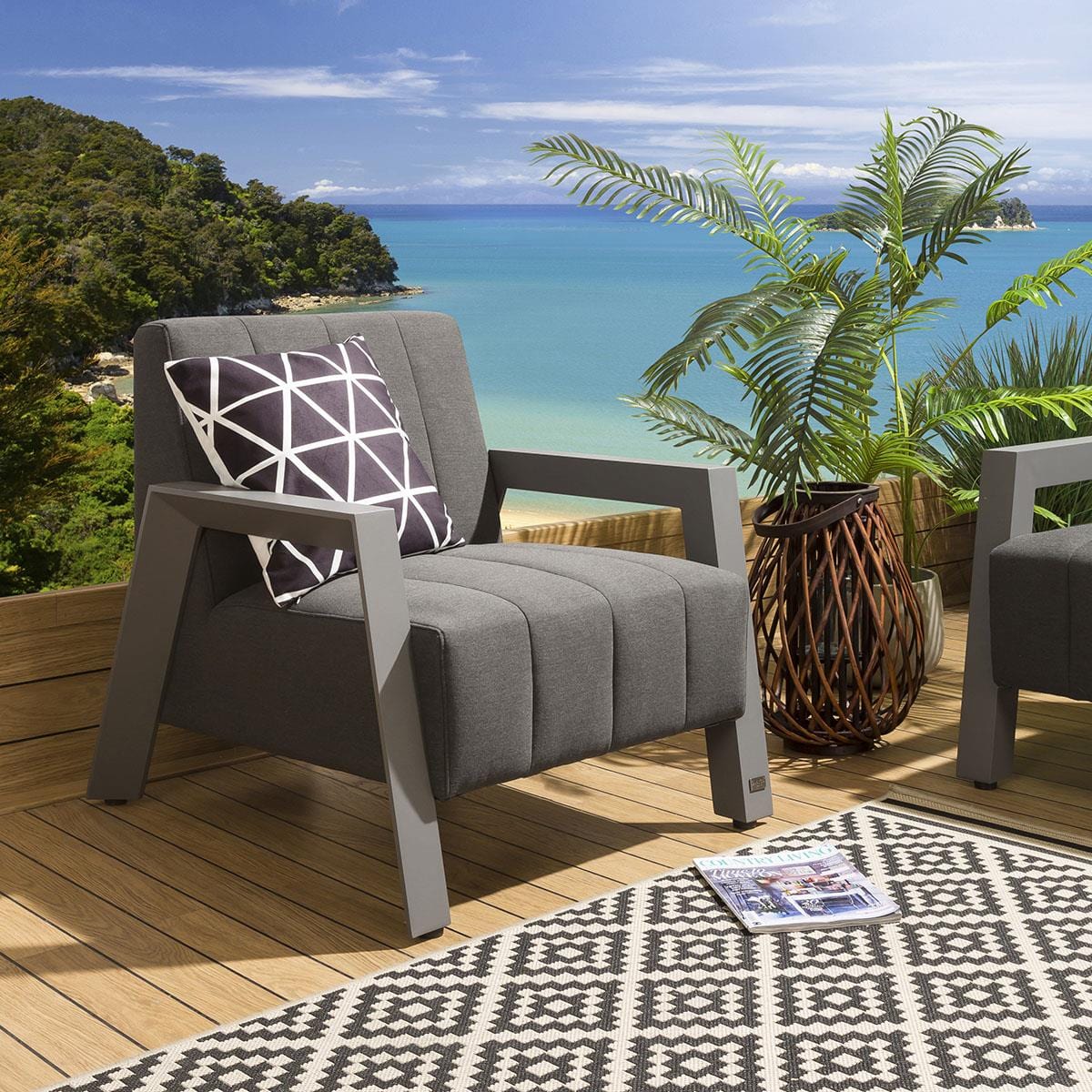 Quatropi SECONDS Modern Luxury Outdoor Garden Armchair Grey Alum Fabric