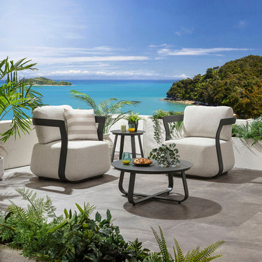 Quatropi Sedona Round Outdoor Garden Coffee Table Grey Aluminium 80cm