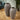 Quatropi Set of 2 Large Floor Standing Decorative Indoor Pots Vases Grey Ribbed