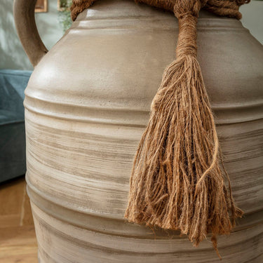 Quatropi Set of 2 Large Floor Standing Decorative Indoor Pots Vases Grey Stripe