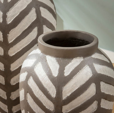 Quatropi Set of 2 Large Floor Standing Decorative Indoor Pots Vases Grey Zebra