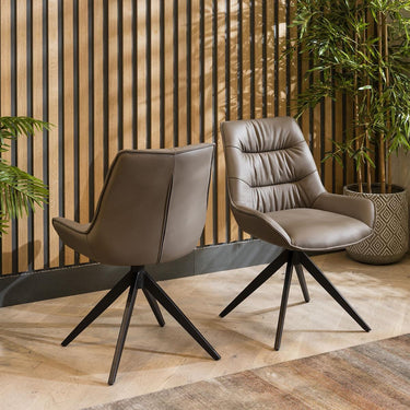 Quatropi Set of 2 Modern Leather Dining Chairs Grey Swivel Kitchen Chairs