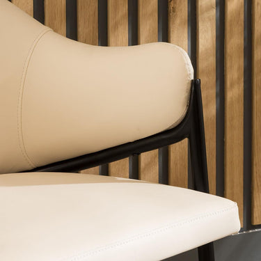 Quatropi Set of 4 Contemporary Faux Leather Carver Dining Chairs Cream Cream