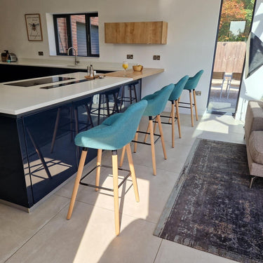 Quatropi Set of 4 Kitchen Counter Island Bar Stools with Backs Green Fabric