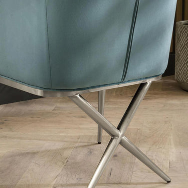 Quatropi Set of 4 Modern Carver Dining Chairs with Arms Teal Velvet Silver Legs