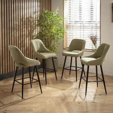 Quatropi Set of 4 Modern Kitchen Breakfast Bar Stool Chairs with Backs Green