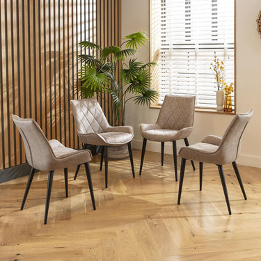 Quatropi Set of 4 Modern Kitchen Dining Room Chairs Premium Light Grey Fabric
