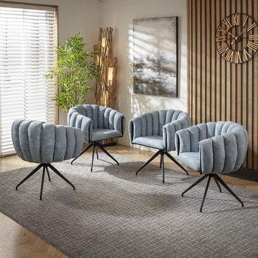 Quatropi Set of 4 Modern Swivel Carver Dining Chairs with Arms Premium Blue