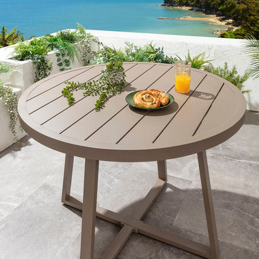 Quatropi Small 4 Seater Round Outdoor Garden Dining Table Beige 100cm