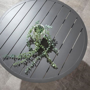 Quatropi Small 4 Seater Round Outdoor Garden Dining Table Grey 100cm
