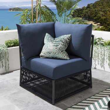 Quatropi Small Luxury Garden Sofa Modular 2 Seat Outdoor Patio Blue Rope Weave