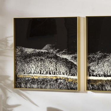 Quatropi Square Gold Metal Framed Wall Artwork Black & White 40x40cm