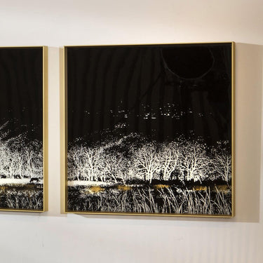Quatropi Square Gold Metal Framed Wall Artwork Black & White 40x40cm