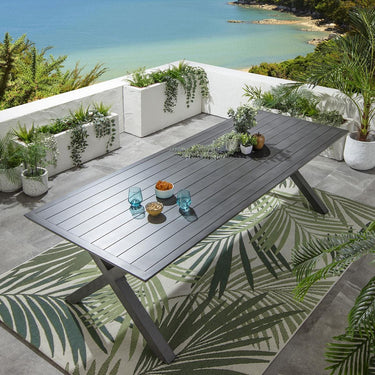 Quatropi Star 10 Seater Outdoor Garden Dining Table Grey Wood Effect 260cm