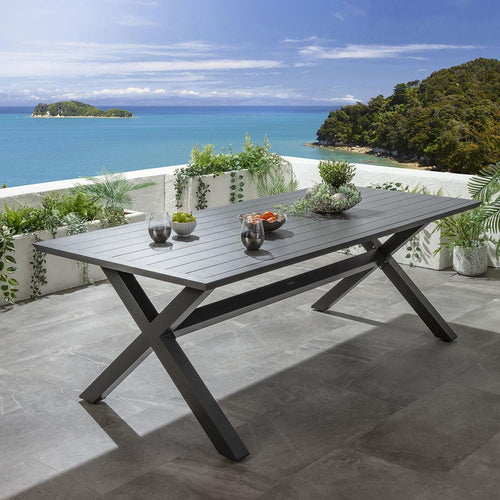 Star 8 Seater Outdoor Garden Dining Table Grey 220cm