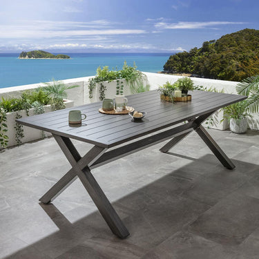 Quatropi Star 8 Seater Outdoor Garden Dining Table Grey Wood Effect 220cm