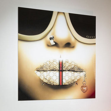 Quatropi Stunning Large 1m x 1m Art On Acrylic .Gucci Gold Face Gn4771