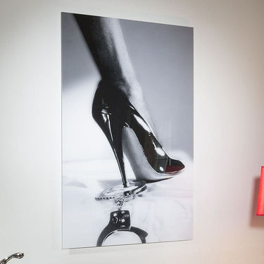 Quatropi Stunning Large photographic Art On Acrylic.Stiletto and Handcuffs 4720