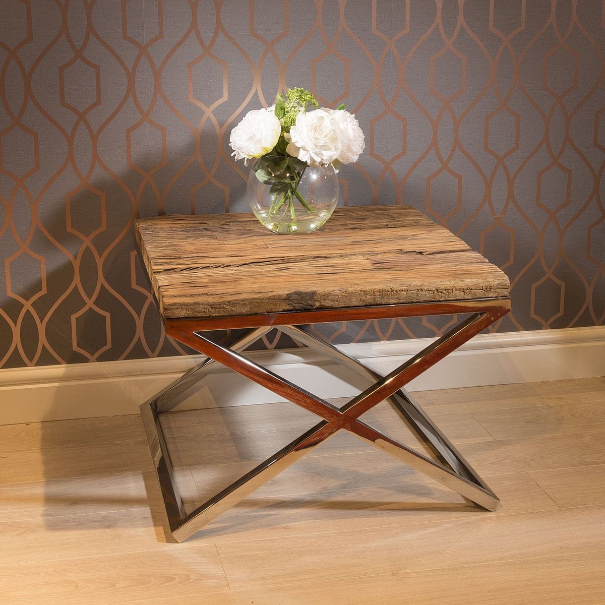 Quatropi Stunning Square End Side Lamp Table Solid Reclaimed Hardwood 60x60cm