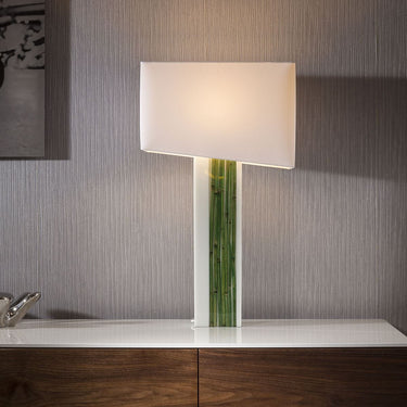 Quatropi Stunning + Unique Acrylic / Bamboo table lamp/light white shade Guana