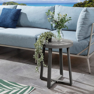 Quatropi Sun Round Aluminium Outdoor Garden Side Table Grey 40cm