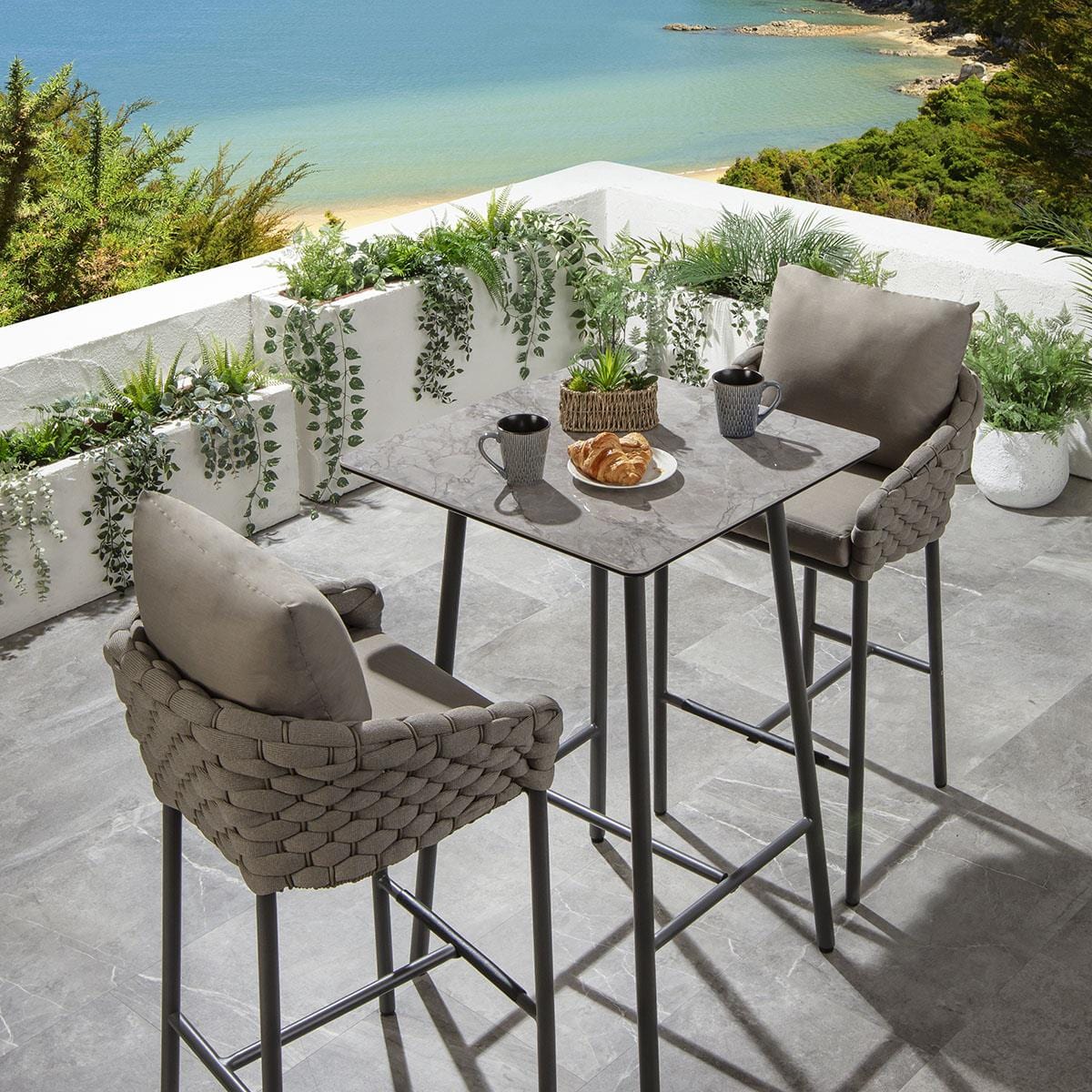 Quatropi Sundowner 2 Seater Ceramic Garden Bar Set Coffee & Grey