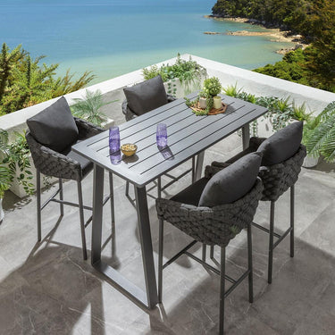 Quatropi Sundowner 4 Seater Outdoor Garden Bar Set Charcoal & Grey Aluminium
