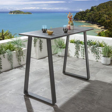 Quatropi Sundowner 4 Seater Outdoor Garden Bar Set Coffee & Grey Aluminium
