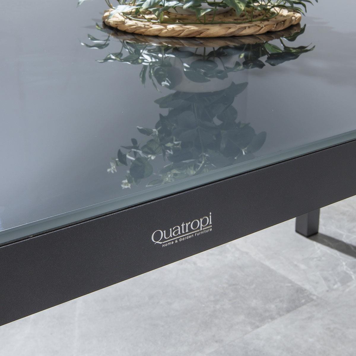Quatropi Sundowner 8 Seater Glass Garden Dining Set Aluminium Charcoal & Grey