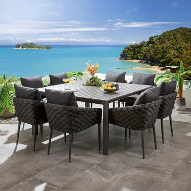 Quatropi Sundowner & Atlas 8 Seater Extendable Outdoor Garden Dining Set Charcoal & Grey