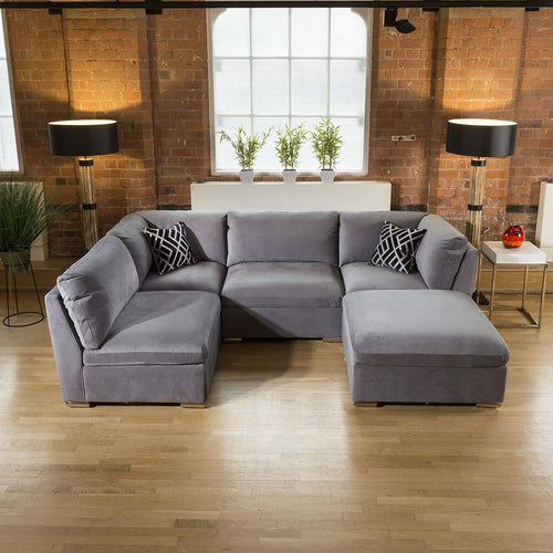 Super Comfy Mikey Corner Sofa Medium Grey 5 Seater U Shape 3R
