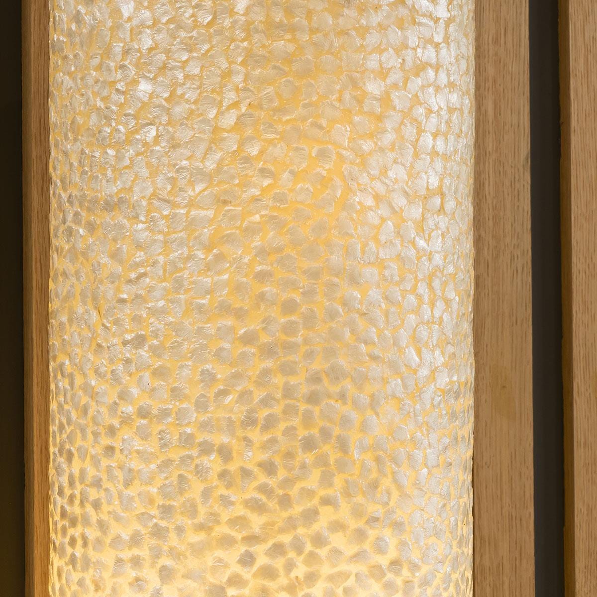 Quatropi Tall Elegant Cylindrical Ivory Shell Patterned Floor Lamp 1500mm High
