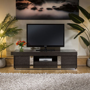 Quatropi TV Stand / Cabinet / Unit Lacquered Black Grain Veneer 912F